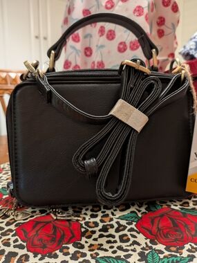 Classic Black Top-Handle Crossbody Concealed Weapon Bag